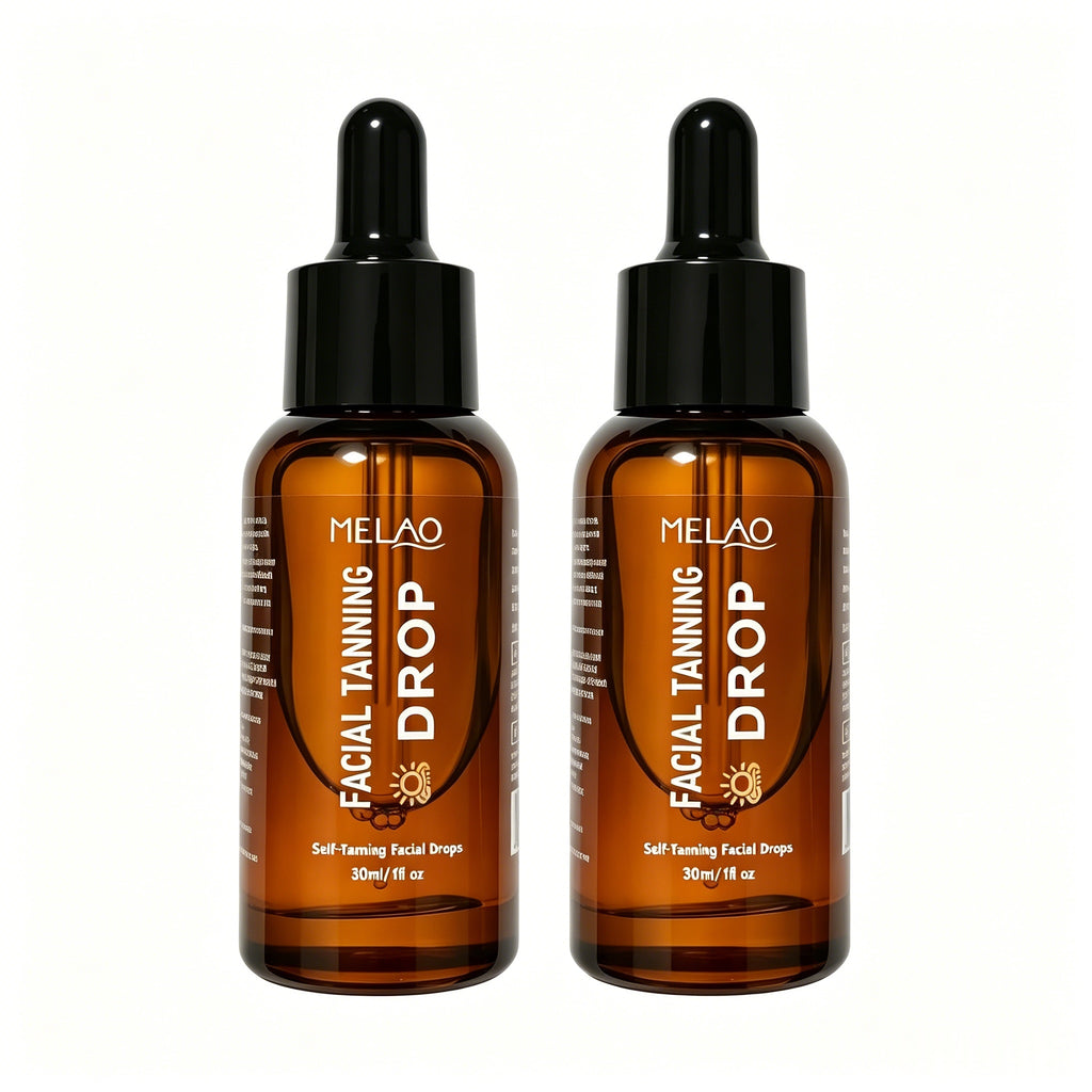 2 Pack MELAO Facial Tanning Serum - Self Tan Drops for Face, Achieve a Natural Sun-Kissed Glow & Healthy-Looking Tan Without Sun - Lightweight, Non-Sticky Bronzing Serum, 30ml