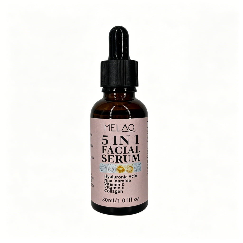 5 in 1 Facial Serum, MELAO Anti Aging Face Serum with Hyaluronic Acid, Niacinamide, Vitamin C, Vitamin E &amp; Collagen, Deep Moisturizing, Brightening &amp; Wrinkle Treatment, for All Skin Types, 30ml/1.01fl.oz