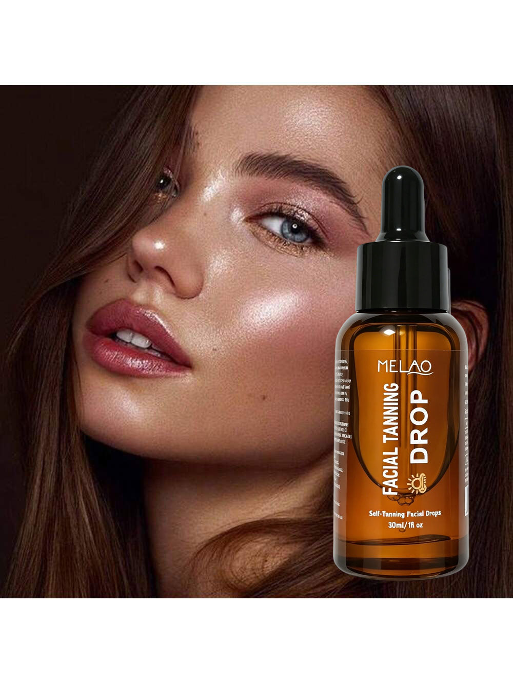 MELAO Facial Tanning Serum - Self Tan Drops for Face, Achieve a Natural Sun-Kissed Glow & Healthy-Looking Tan Without Sun - Lightweight, Non-Sticky Bronzing Serum, 30ml