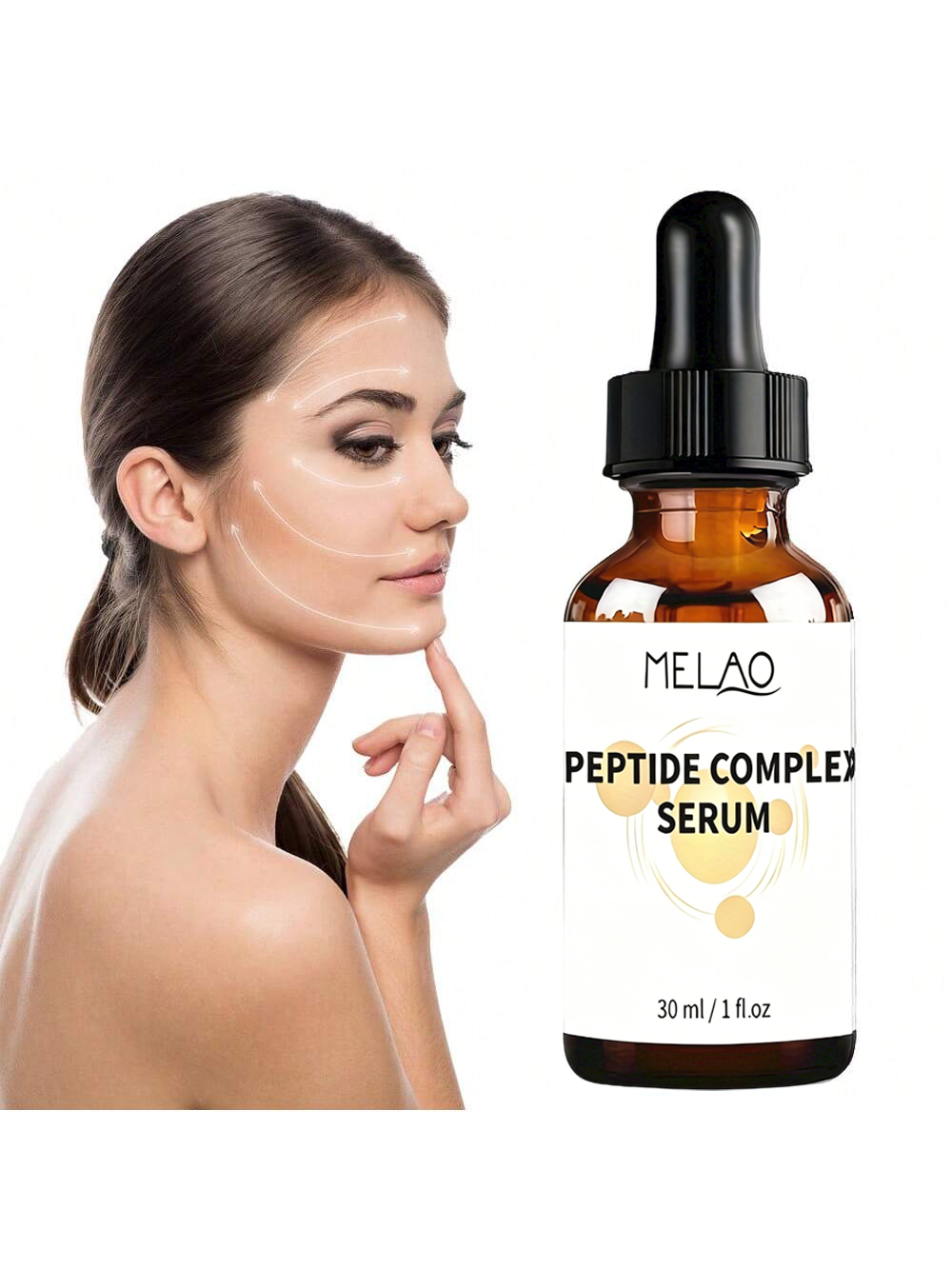MELAO Peptide Serum for Face - Anti-Aging Wrinkle Treatment with Hyaluronic Acid & Niacinamide, Boosts Collagen, Hydrates and Firms Skin, 1 oz
