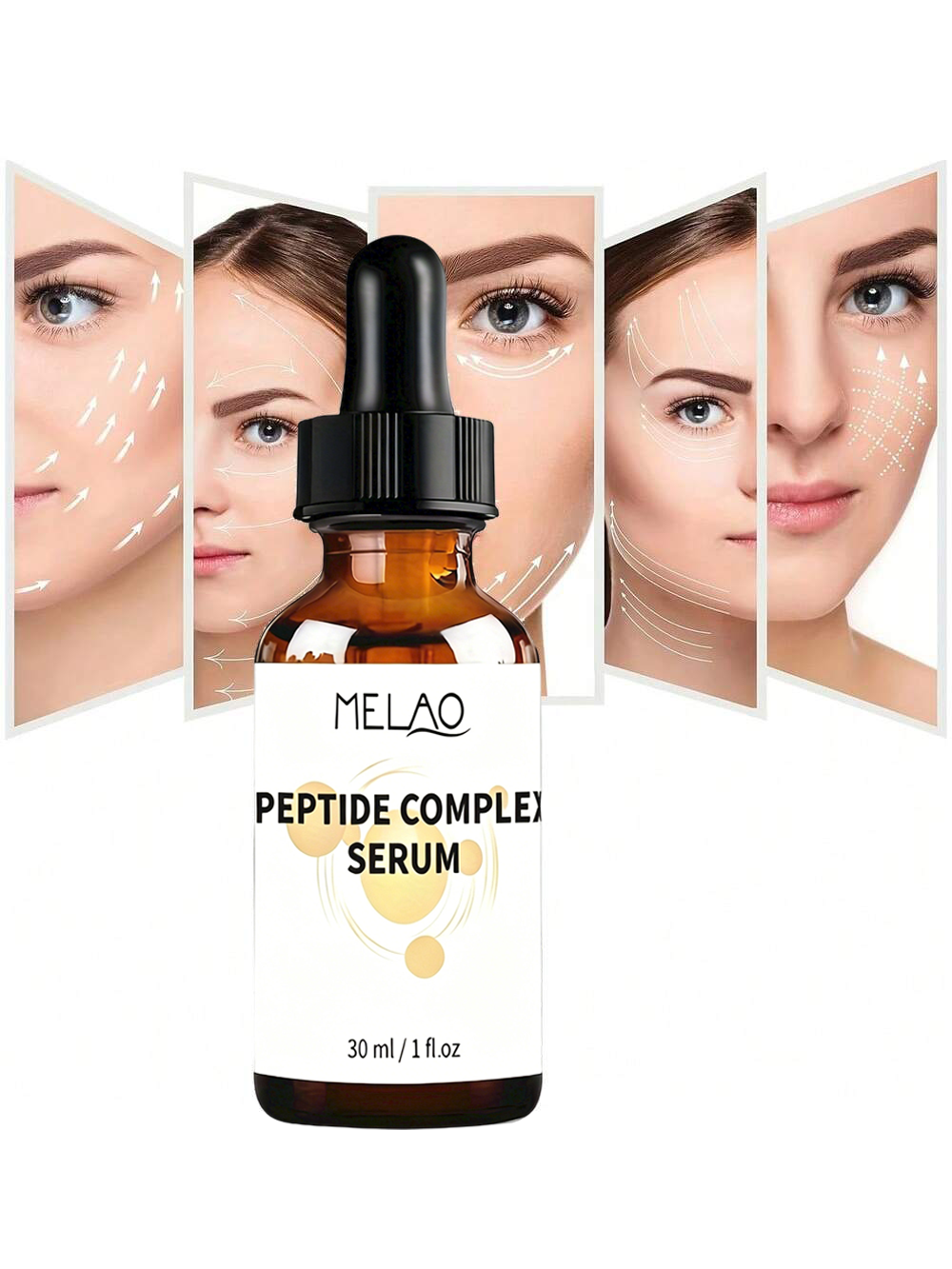 MELAO Peptide Serum for Face - Anti-Aging Wrinkle Treatment with Hyaluronic Acid & Niacinamide, Boosts Collagen, Hydrates and Firms Skin, 1 oz