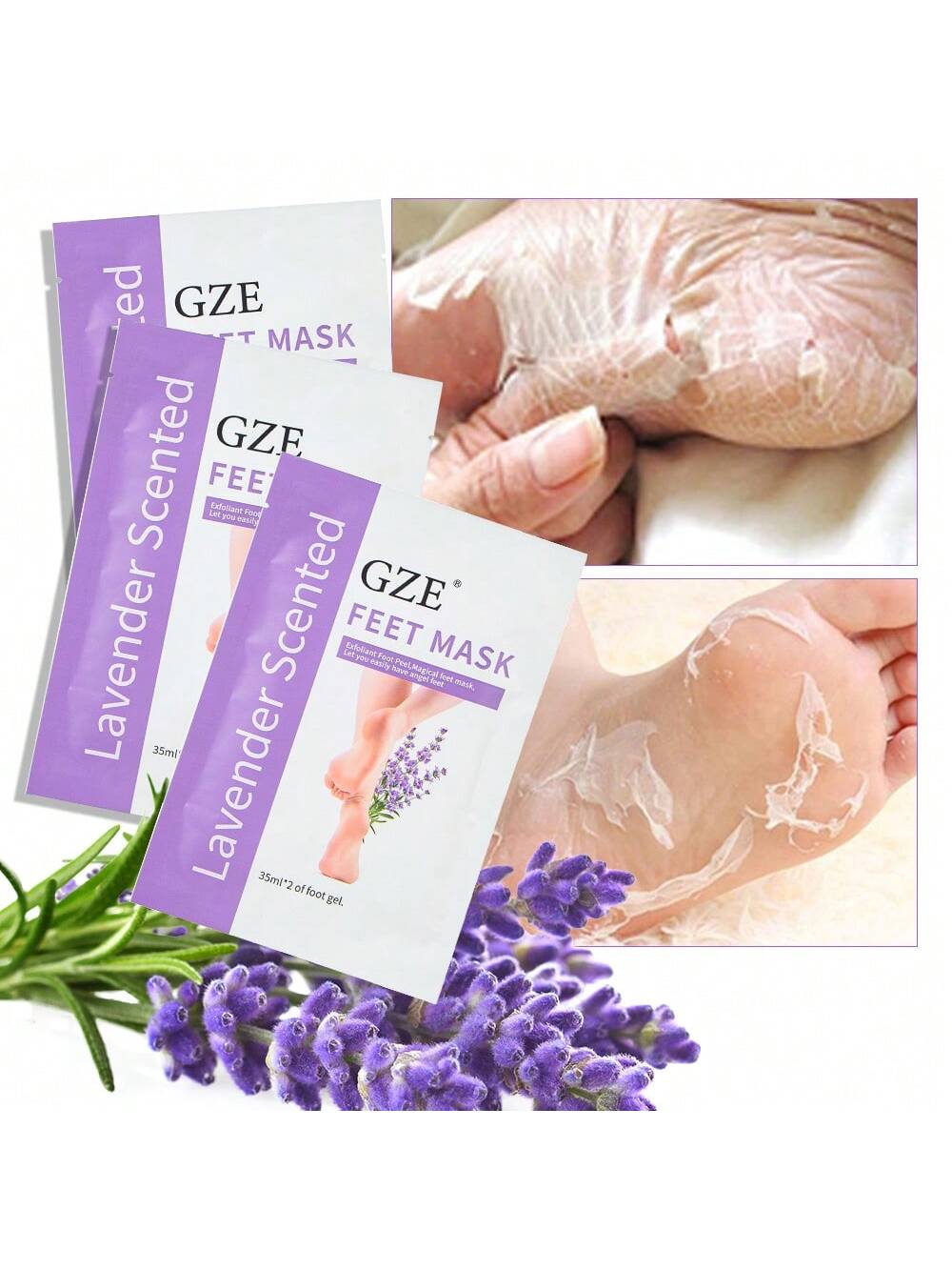 GZE Exfoliating Foot Mask Peeling & Softening Treatment - Intensive Moisturizing Sock for Dead Skin Removal, Hard & Cracked Heels, Callus Removal - Visible Results in 5-7 Days 1 Pair