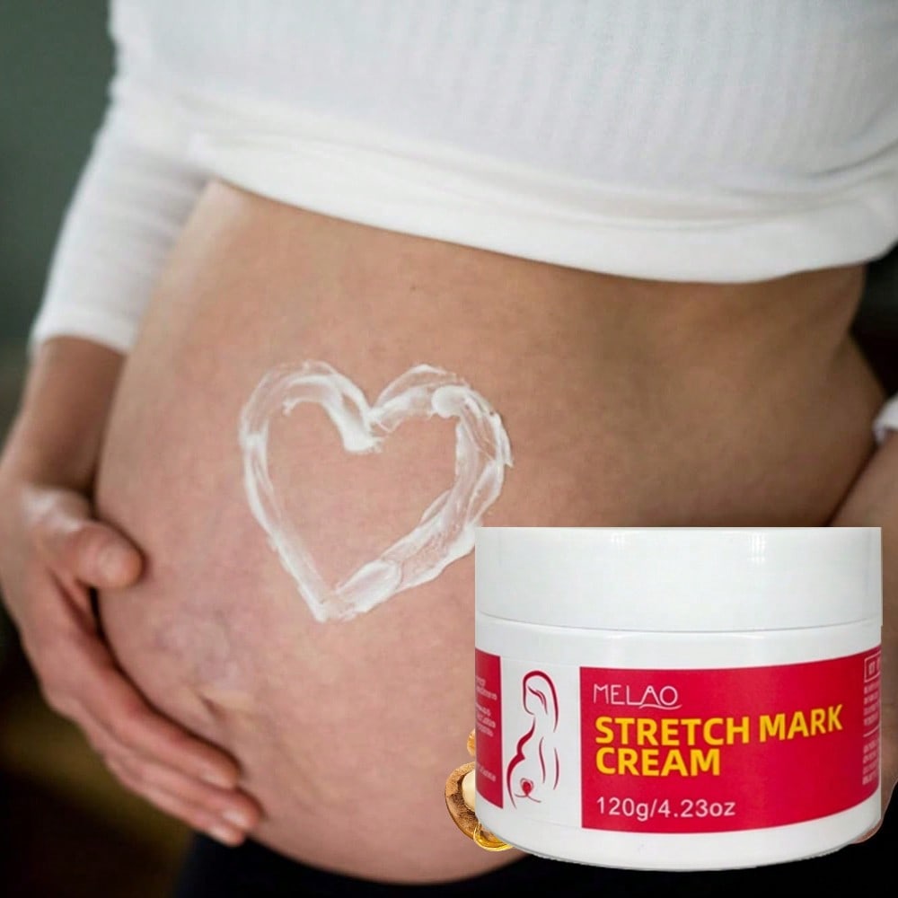 MELAO Stretch Mark Cream, 120g Pregnancy Belly Butter for Tummy, Hips, Thighs, During & After Pregnancy, Anti-Stretch Mark, Skin Firming & Moisturizing, with Natural Oils, 120g/4.23oz