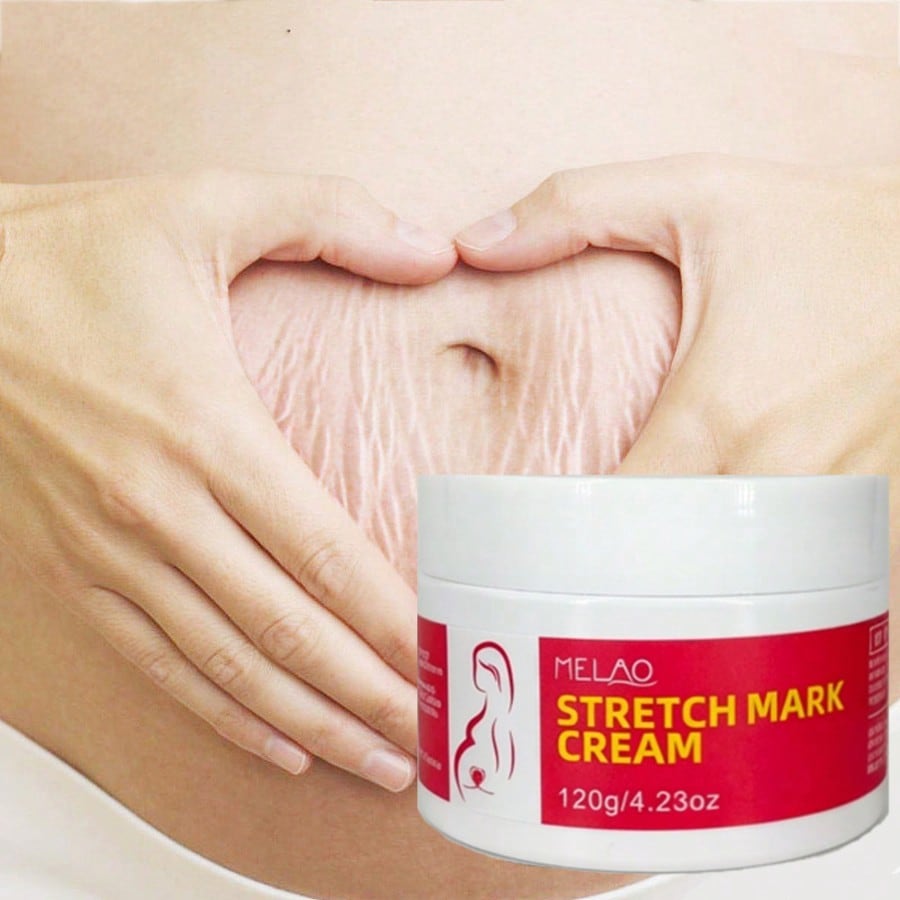 MELAO Stretch Mark Cream, 120g Pregnancy Belly Butter for Tummy, Hips, Thighs, During & After Pregnancy, Anti-Stretch Mark, Skin Firming & Moisturizing, with Natural Oils, 120g/4.23oz