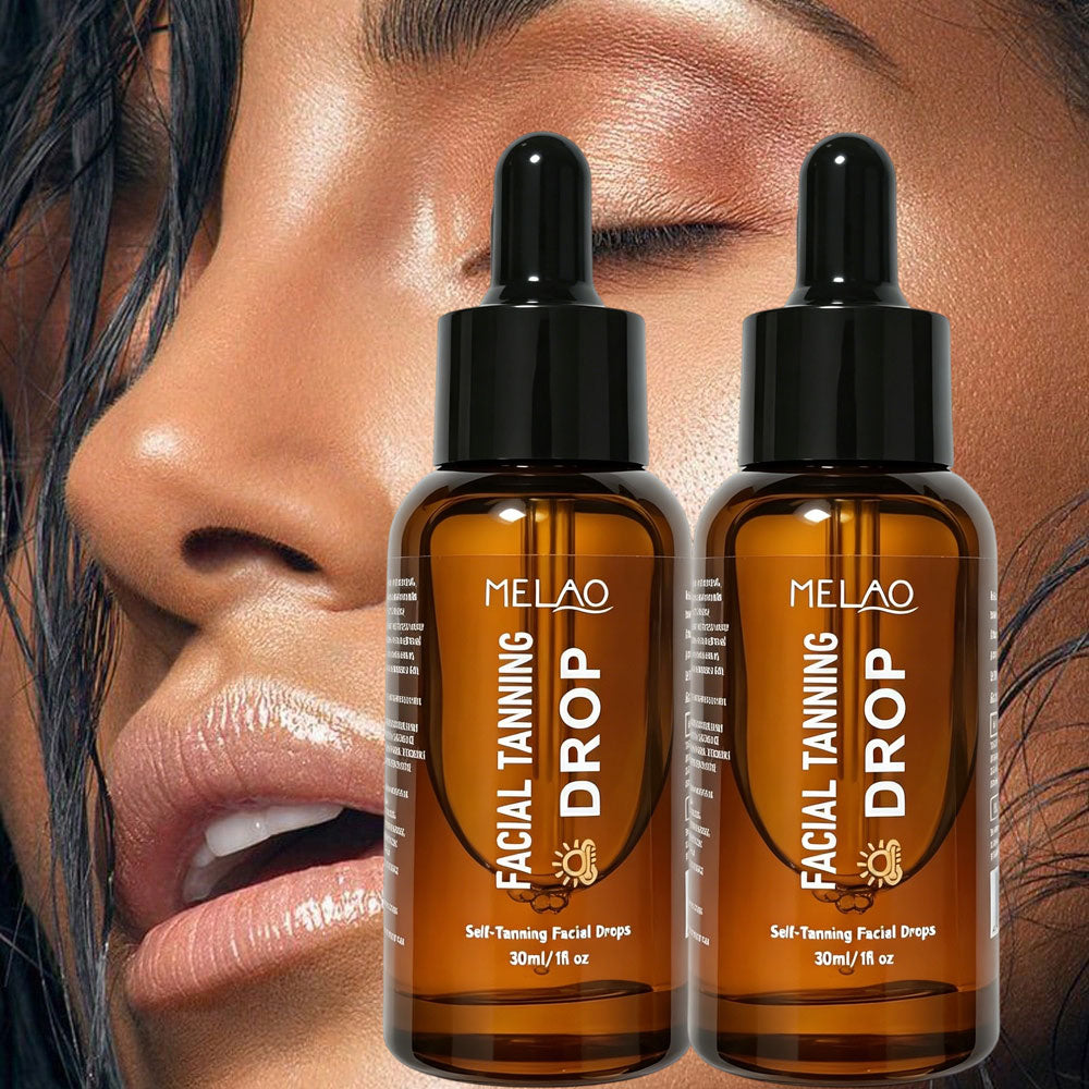 2 Pack MELAO Facial Tanning Serum - Self Tan Drops for Face, Achieve a Natural Sun-Kissed Glow & Healthy-Looking Tan Without Sun - Lightweight, Non-Sticky Bronzing Serum, 30ml