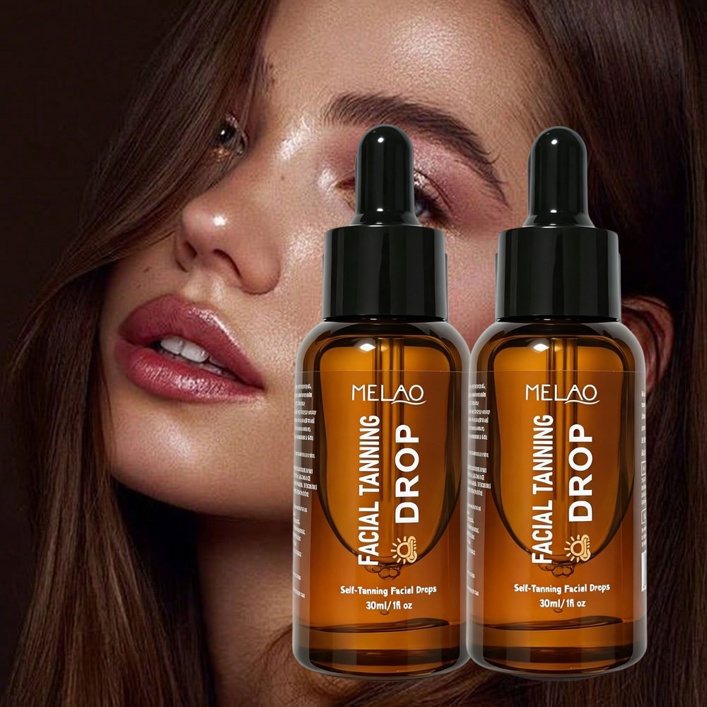 2 Pack MELAO Facial Tanning Serum - Self Tan Drops for Face, Achieve a Natural Sun-Kissed Glow & Healthy-Looking Tan Without Sun - Lightweight, Non-Sticky Bronzing Serum, 30ml