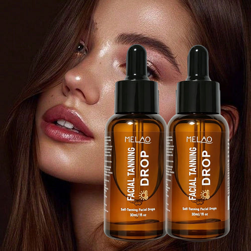 2 Pack MELAO Facial Tanning Serum - Self Tan Drops for Face, Achieve a Natural Sun-Kissed Glow & Healthy-Looking Tan Without Sun - Lightweight, Non-Sticky Bronzing Serum, 30ml