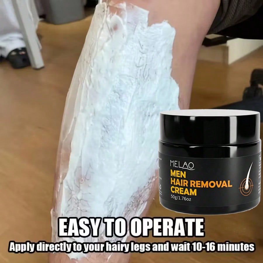 MELAO Men Hair Removal Cream for Chest, Back & Body - Fast Acting Formula, Works in 5-8 Mins, Moisturizes & Smoothes Skin, No Irritation