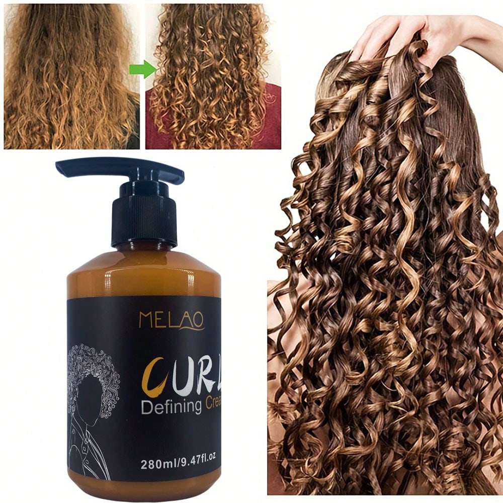 MELAO Curl Defining Cream for Natural Hair - Hydrating Curl Cream with Lightweight Formula for Defined Curls, Frizz Control & Soft Hold - 280ml/9.47fl.oz