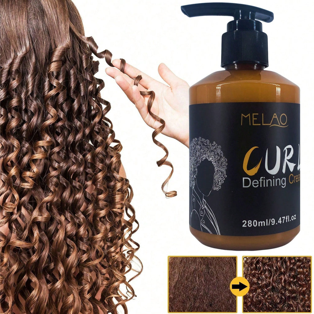 MELAO Curl Defining Cream for Natural Hair - Hydrating Curl Cream with Lightweight Formula for Defined Curls, Frizz Control & Soft Hold - 280ml/9.47fl.oz