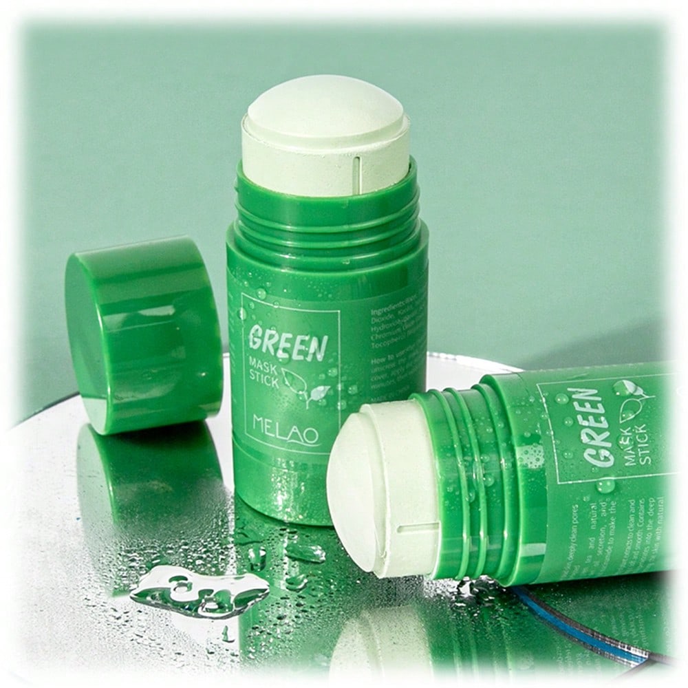 MELAO Facial Cleansing Clay Mask Green Tea Purifying Mask For Removal Blackheads Oil Control Deep Cleansing Green Tea Mask Stick