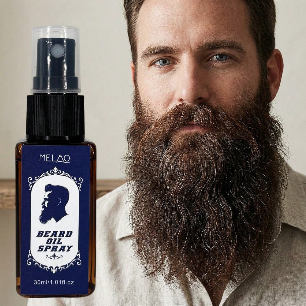 Beard Oil Spray, MELAO Beard Oil Spray, Softens Beard & Conditions Skin, Tames Frizz & Flyaways, Non Greasy, Adds Shine & Manageability, for All Beard Types, Beard Care & Grooming, 30ml/1.01fl.oz