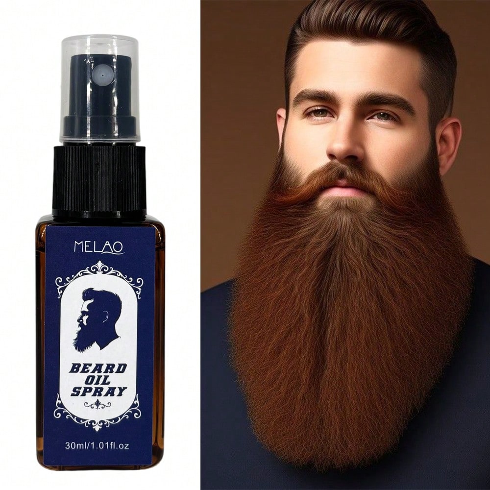 Beard Oil Spray, MELAO Beard Oil Spray, Softens Beard & Conditions Skin, Tames Frizz & Flyaways, Non Greasy, Adds Shine & Manageability, for All Beard Types, Beard Care & Grooming, 30ml/1.01fl.oz