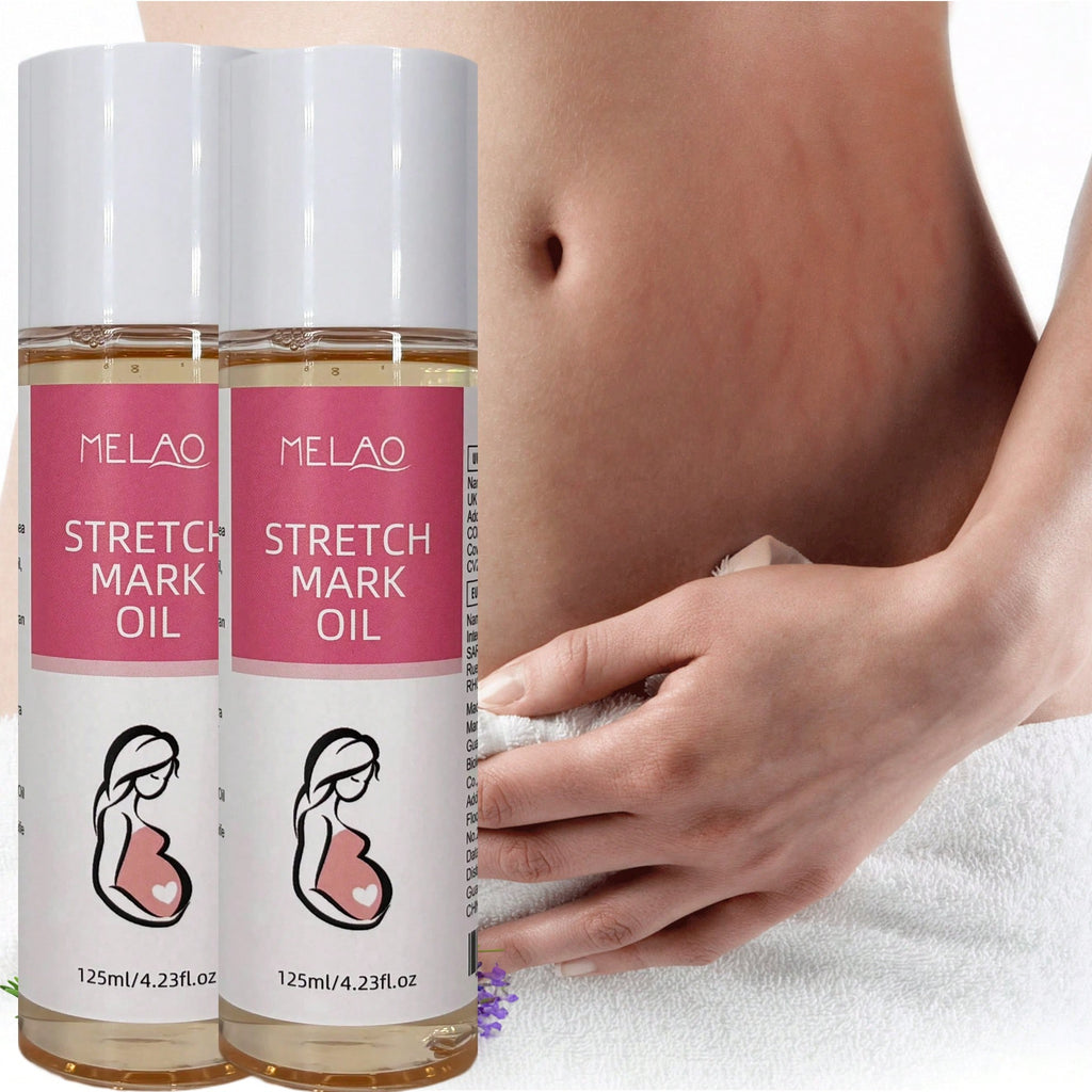 2 Pack MELAO Firming Body Oil for Stretch Marks, Stretch Mark Oil & Belly Oil, During & After Pregnancy, with Natural Oils, Fades Stretch Marks, Tightens Skin, 125ml