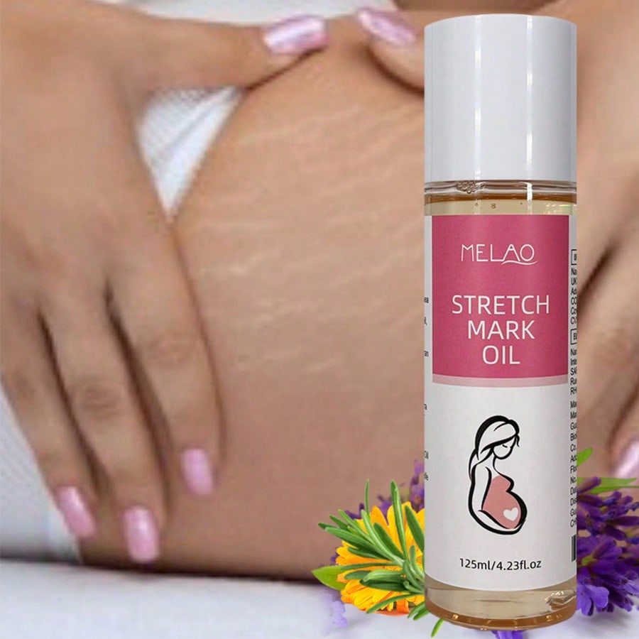 MELAO Firming Body Oil for Stretch Marks, Stretch Mark Oil & Belly Oil, During & After Pregnancy, with Natural Oils, Fades Stretch Marks, Tightens Skin, 125ml