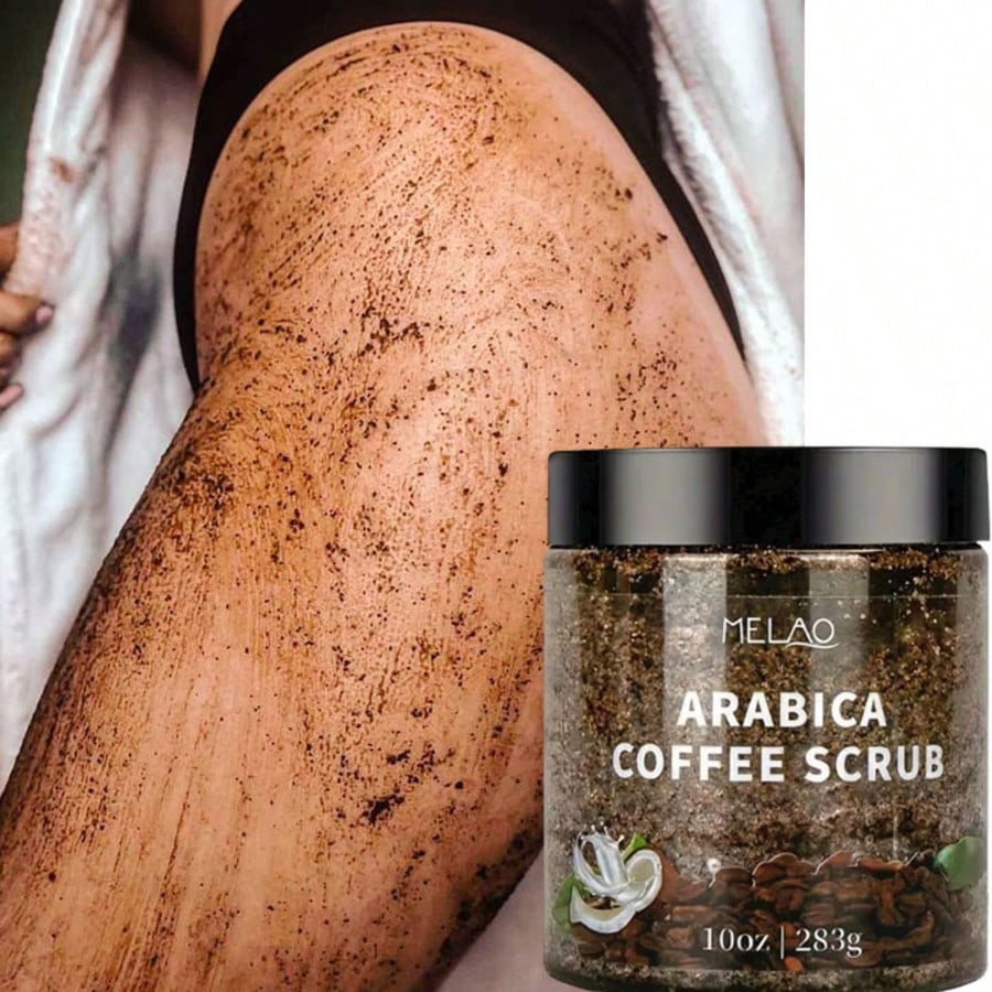 MELAO Arabica Coffee Body Scrub - Exfoliating & Moisturizing Scrub with Natural Coffee Grounds for Smooth, Glowing Skin - Targets Cellulite & Stretch Marks, 10oz/283g Jar