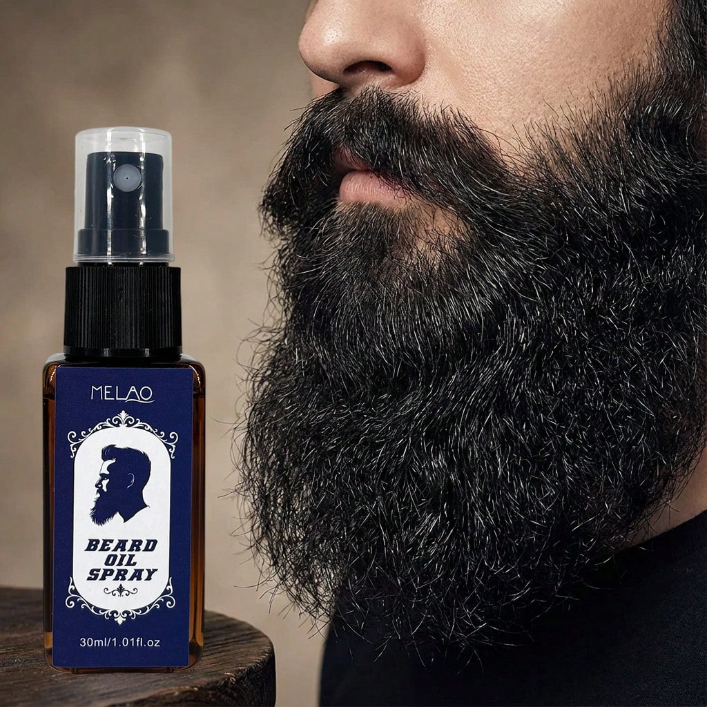 Beard Oil Spray, MELAO Beard Oil Spray, Softens Beard & Conditions Skin, Tames Frizz & Flyaways, Non Greasy, Adds Shine & Manageability, for All Beard Types, Beard Care & Grooming, 30ml/1.01fl.oz