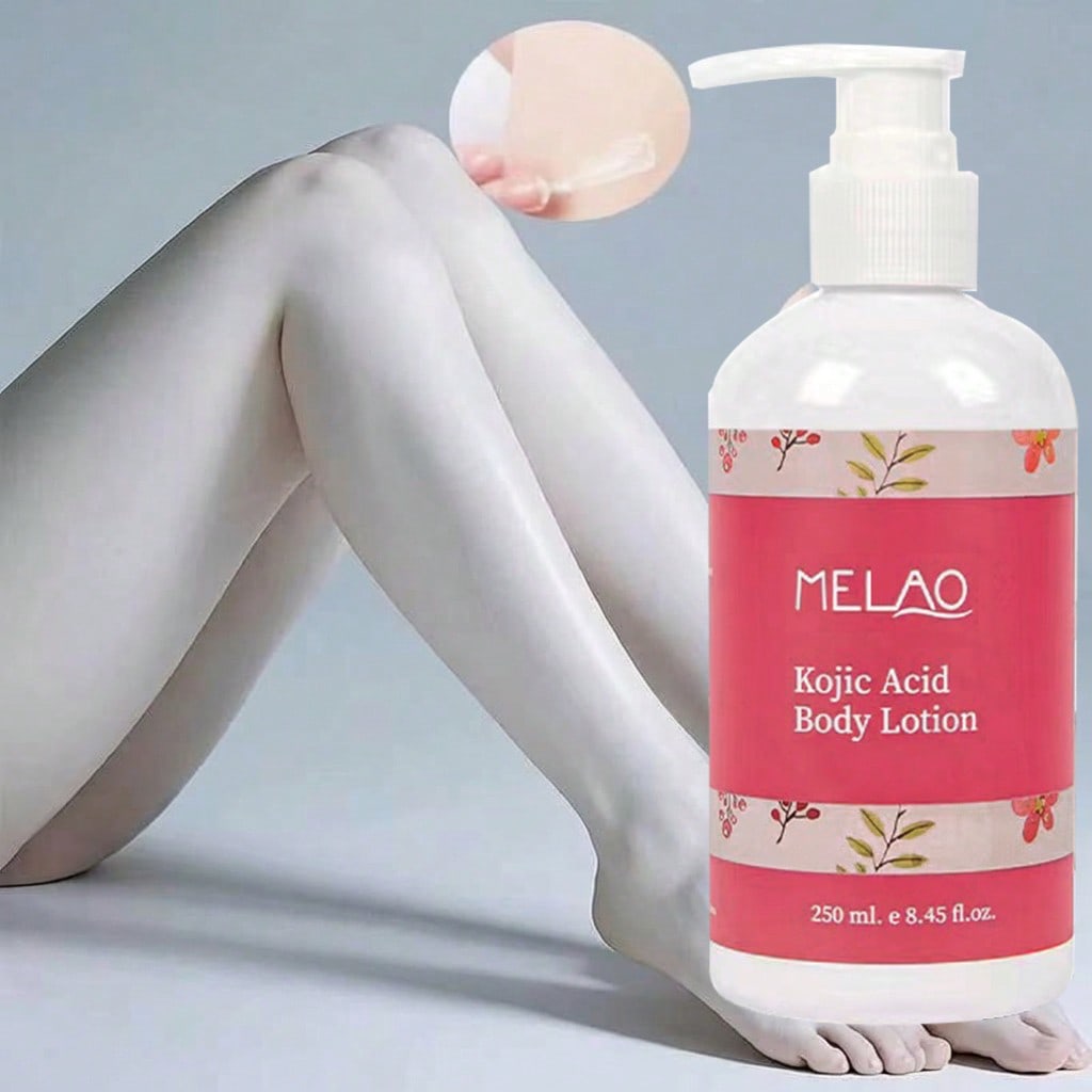 MELAO Kojic Acid Body Lotion for Skin Brightening, Skin Whitening Body Lotion, Brightens & Evens Skin Tone in 7-14 Days, for Dark Spots, Elbows, Knees, with Natural Extracts, Moisturizing & Hydrating, 250ml/8.45 fl.oz