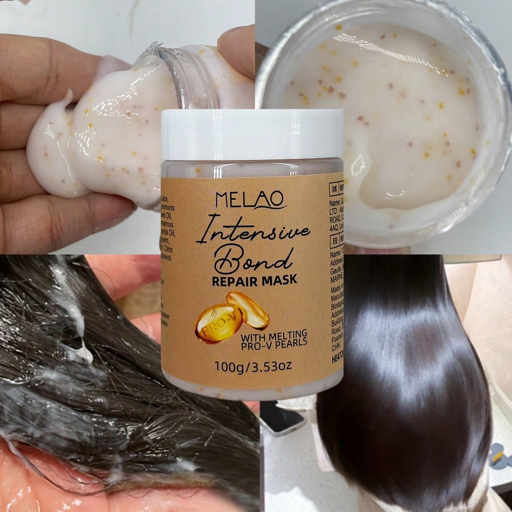 Bond Repair Hair Mask, MELAO Intensive Bond Repair Hair Mask with Melting PRO-V Pearls, for Damaged & Weak Hair, Strengthens & Restores Hair Bonds, Deep Conditioning Treatment, Repairs Split Ends, Adds Shine & Softness
