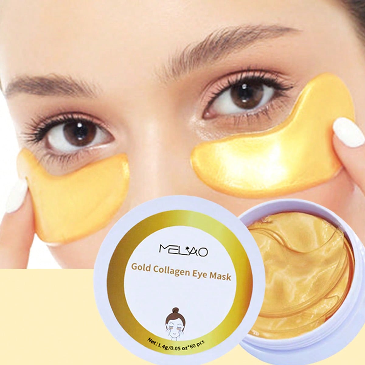 MELIAO Gold Collagen Under Eye Mask Patches - 60 Pairs Anti-Aging Eye Mask for Wrinkles, Dark Circles & Puffy Eyes, Hydrating & Firming Collagen Eye Patches with Gold, Skin Care Gifts for Women - 1.4g Each