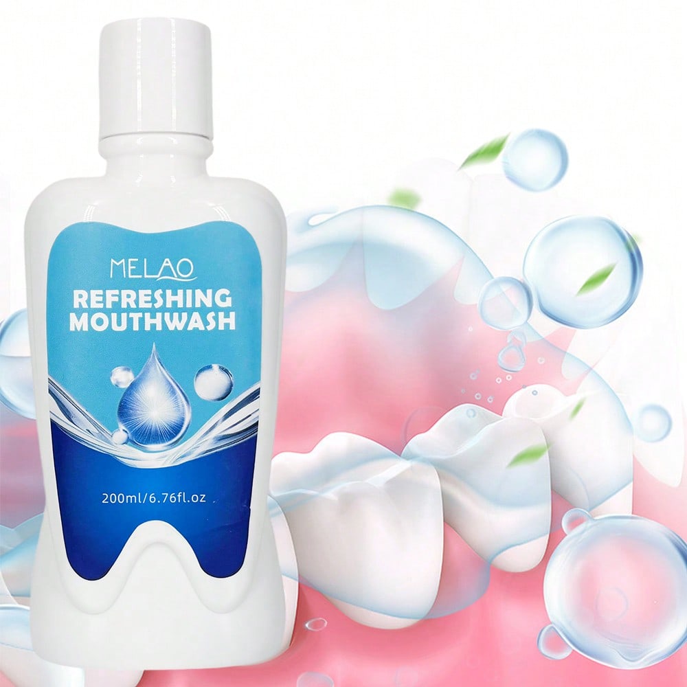 Refreshing Mouthwash, MELAO Alcohol-Free Mouthwash for Fresh Breath, 200ml Oral Rinse, Fights Bad Breath, Cleans & Protects Gums, for Daily Use, Minty Fresh, 200ml/6.76fl.oz