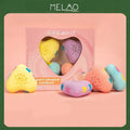 MELAO 4PC Heart Shaped Bath Bombs Gift Set for Women, Rainbow Colors with Essential Oils, Perfect Valentines Day Gift for Her, Relaxing & Fizzing, 130g Each
