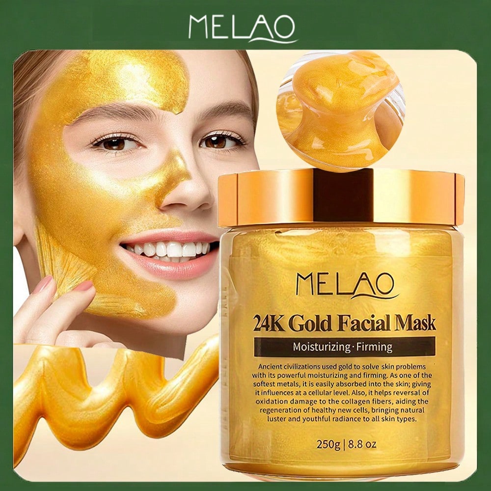 MELAO 24K Gold Facial Mask - Moisturizing & Firming Face Mask with 24K Gold, Hydrates & Lifts Skin for a Youthful Glow - 250g/8.8 oz