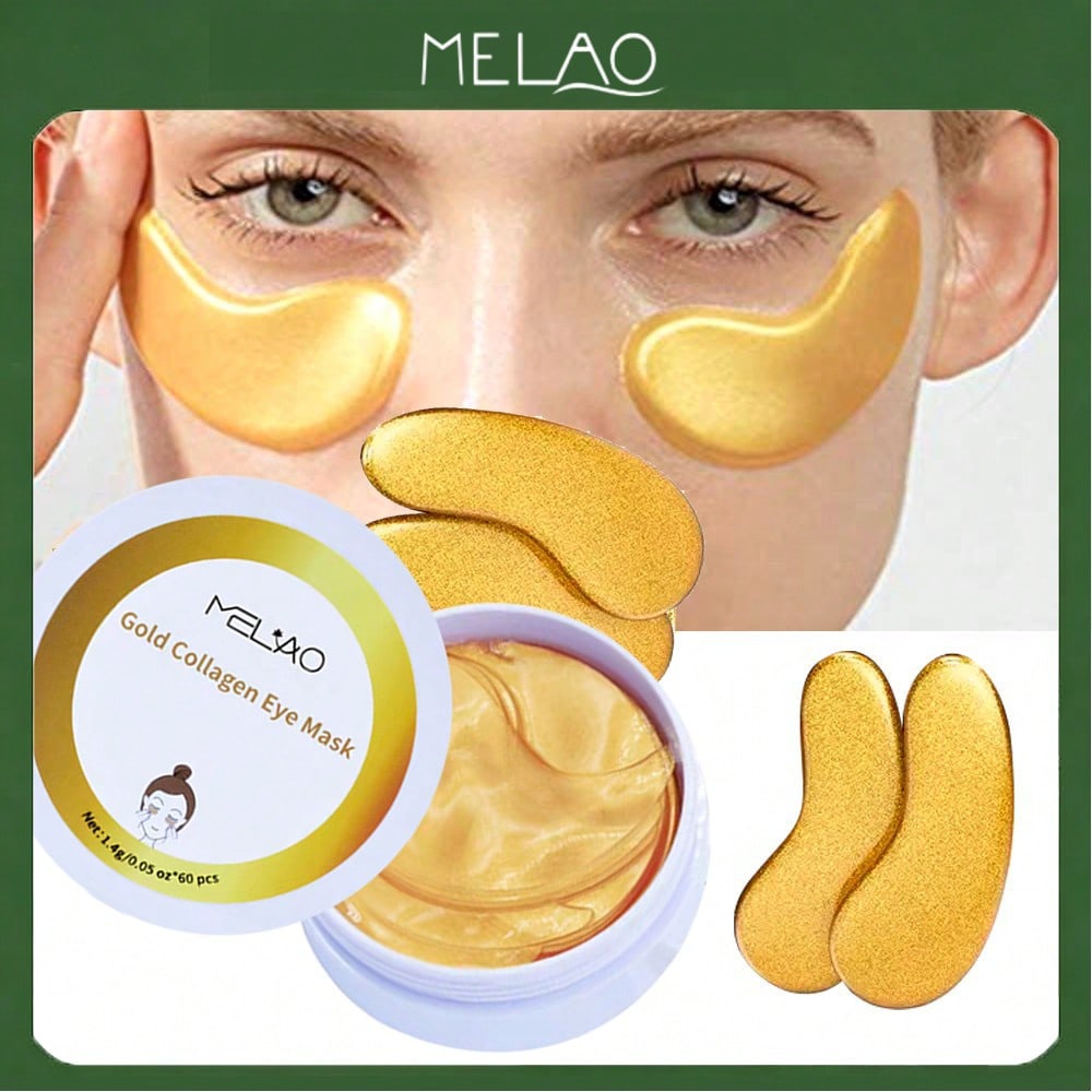 MELIAO Gold Collagen Under Eye Mask Patches - 60 Pairs Anti-Aging Eye Mask for Wrinkles, Dark Circles & Puffy Eyes, Hydrating & Firming Collagen Eye Patches with Gold, Skin Care Gifts for Women - 1.4g Each