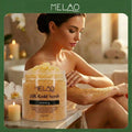 MELAO 24K Gold Scrub - Exfoliating Body Scrub with Real Gold, Coconut Oil and Vitamins - Anti-Aging, Deep Cleansing, Moisturizing and Brightening Formula for Smooth and Radiant Skin