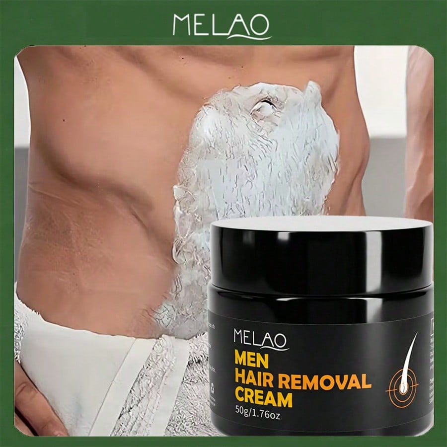 MELAO Men Hair Removal Cream for Chest, Back & Body - Fast Acting Formula, Works in 5-8 Mins, Moisturizes & Smoothes Skin, No Irritation