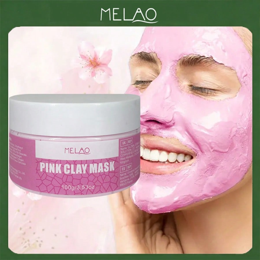 Pink Clay Mask, MELAO Natural Pink Clay Mask, Deep Cleansing & Pore Minimizing Face Mask, Purifies & Refines Skin, for All Skin Types, with Natural Clay, 100g/3.53oz