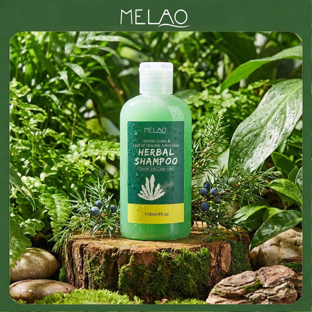 Herbal Shampoo, MELAO Herbal Shampoo with Usman Grass & Leaf of Oriental Arborvitae, Gentle Clean Hair, for All Hair Types, Sulfate Free, Refreshing & Nourishing, Natural Plant Based Formula, 118ml/4fl.oz
