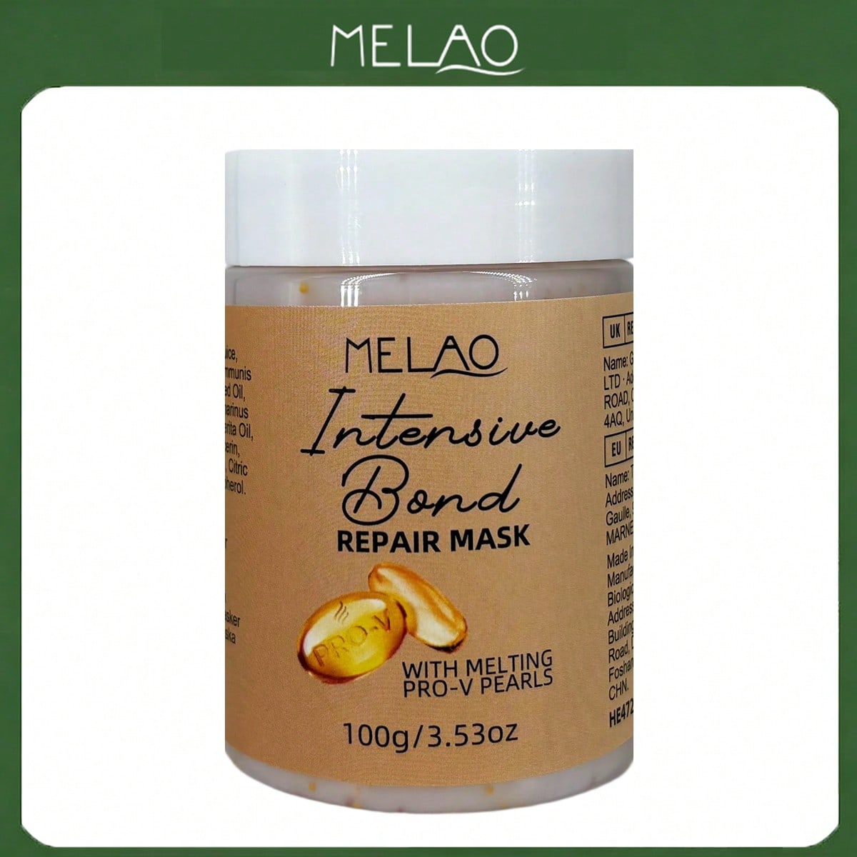Bond Repair Hair Mask, MELAO Intensive Bond Repair Hair Mask with Melting PRO-V Pearls, for Damaged & Weak Hair, Strengthens & Restores Hair Bonds, Deep Conditioning Treatment, Repairs Split Ends, Adds Shine & Softness