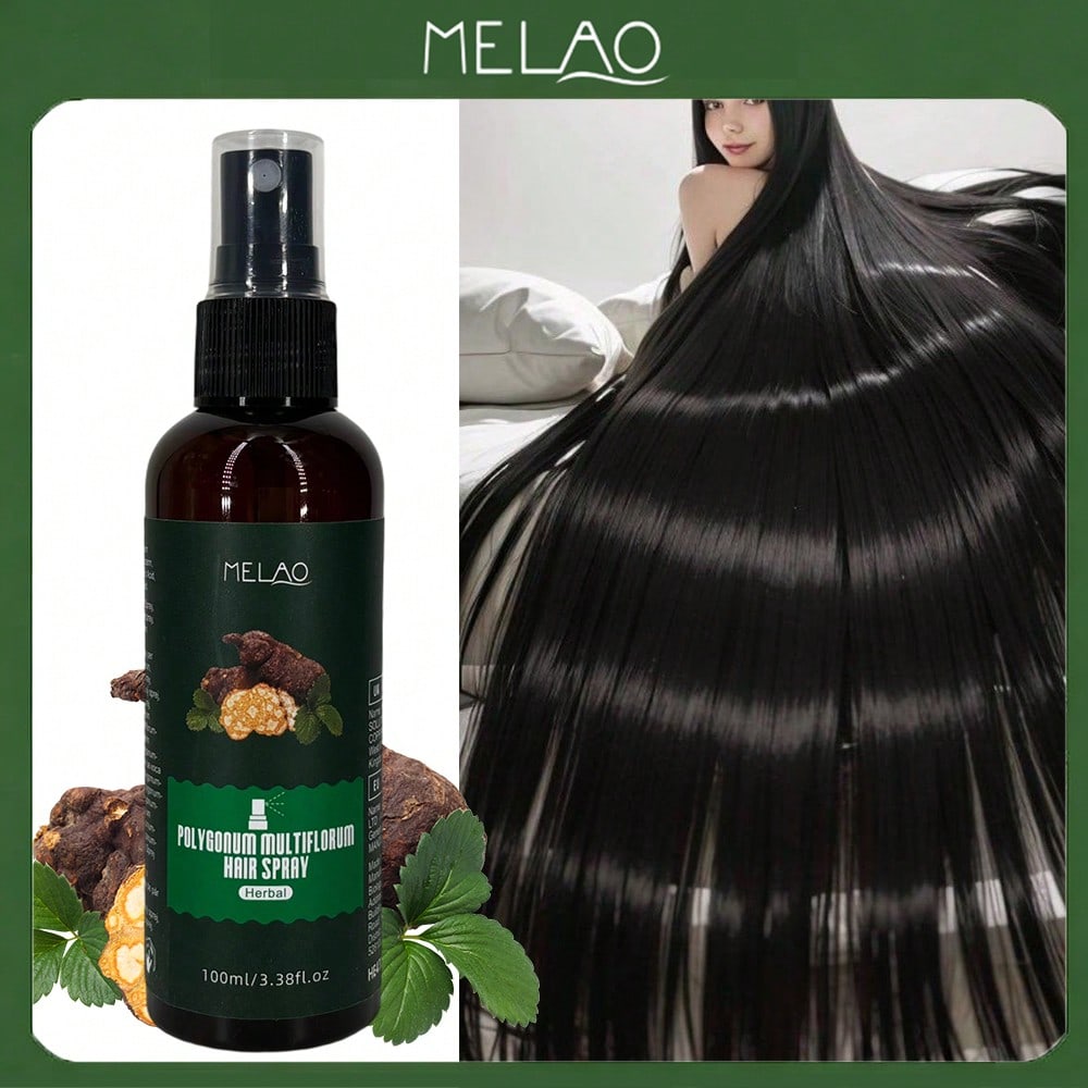 Polygonum Multiflorum Hair Spray, MELAO Herbal Hair Spray, Nourishes Scalp & Hair, for Smooth & Silky Hair, Adds Shine, with Natural Herb Extract, 100ml/3.38fl.oz