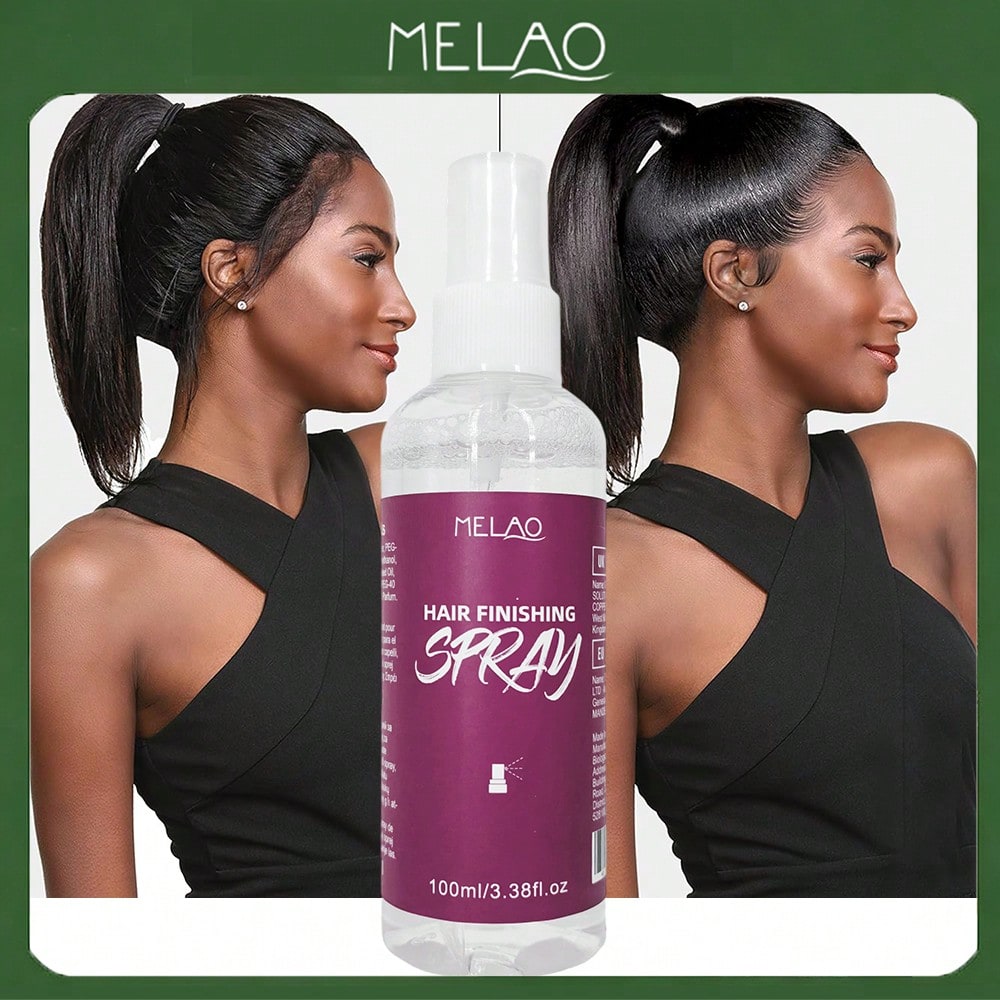 Hair Finishing Spray, MELAO Hair Finishing Spray, Strong Hold Hair Spray, for Flyaways & Baby Hairs, Smoothens & Tames Frizz, Adds Shine, Lasting Hold, 100ml/3.38fl.oz