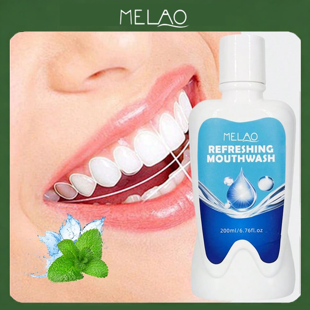 Refreshing Mouthwash, MELAO Alcohol-Free Mouthwash for Fresh Breath, 200ml Oral Rinse, Fights Bad Breath, Cleans & Protects Gums, for Daily Use, Minty Fresh, 200ml/6.76fl.oz