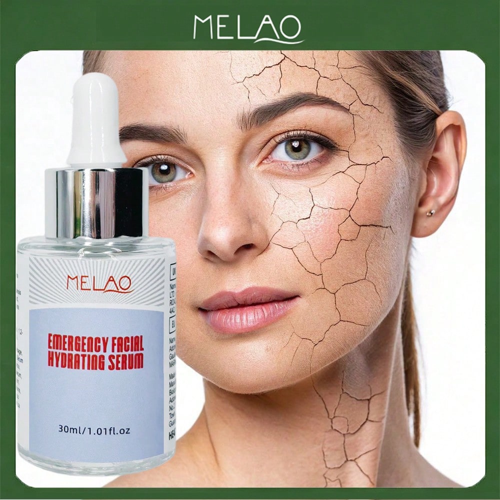Emergency Facial Hydrating Serum, MELAO Hyaluronic Acid Serum for Dry Skin, Deep Moisturizing Face Serum, Quick Relief for Dehydrated Skin, with Natural Extracts, 30ml/1.01fl.oz