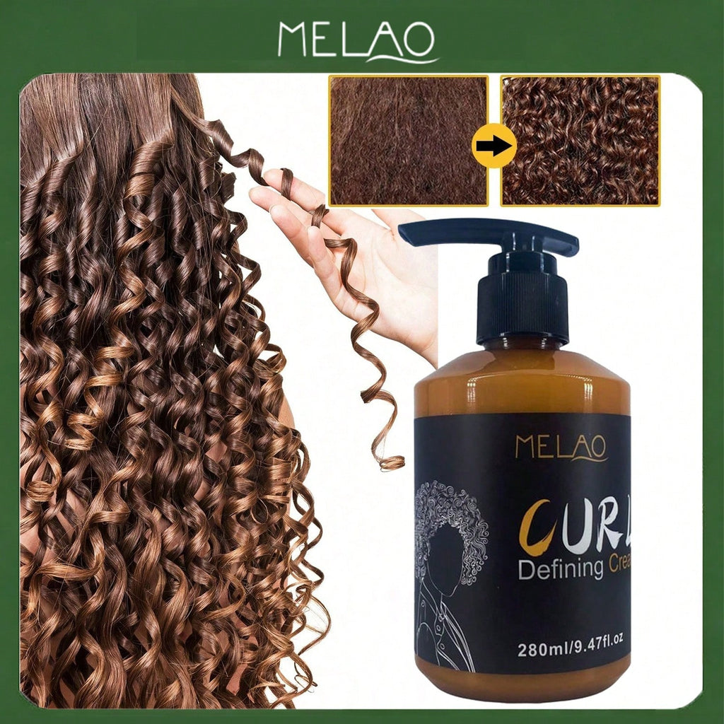 MELAO Curl Defining Cream for Natural Hair - Hydrating Curl Cream with Lightweight Formula for Defined Curls, Frizz Control & Soft Hold - 280ml/9.47fl.oz