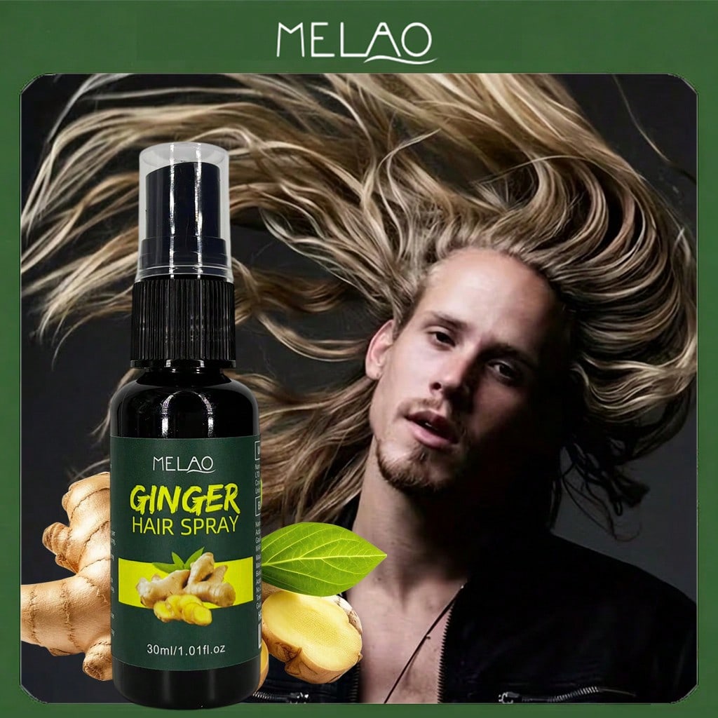 Ginger Hair Spray, MELAO Ginger Hair & Scalp Spray, 30ml Leave-In Conditioning Spray, for Strong & Healthy Hair, Adds Shine & Softness, with Natural Ginger Extract, Lightweight Formula, Travel Size