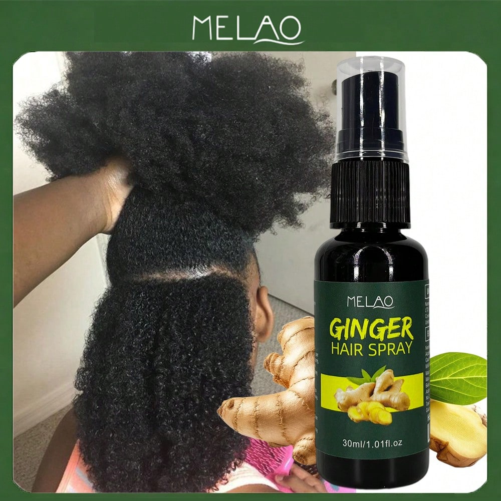 Ginger Hair Spray, MELAO Ginger Hair & Scalp Spray, 30ml Leave-In Conditioning Spray, for Strong & Healthy Hair, Adds Shine & Softness, with Natural Ginger Extract, Lightweight Formula, Travel Size