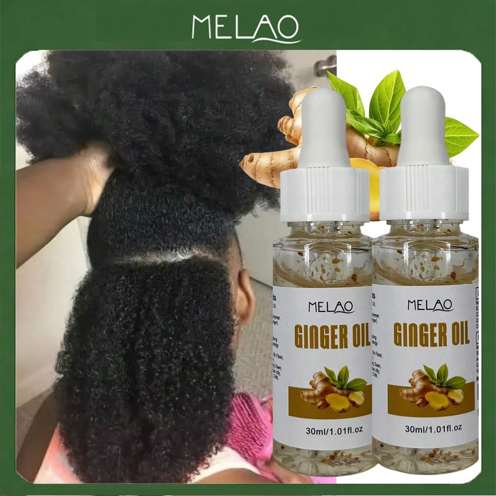 2 Pack Ginger Oil for Hair, MELAO Pure Ginger Essential Oil 30ml, Promotes Strong & Healthy Hair, with Natural Ginger Extract, for Scalp & Hair Care, 30ml/1.01fl.oz