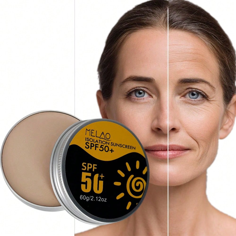 ISOLATION SUNSCREEN SPF 50+, MELAO High Protection Sunscreen SPF 50+ Cream, Broad Spectrum UVA UVB Protection, Moisturizing & Non Greasy, For Face & Body, Water Resistant, Lightweight Formula, 80g/2.82oz