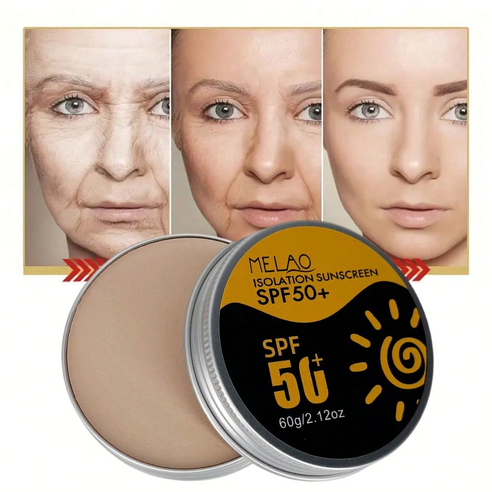 ISOLATION SUNSCREEN SPF 50+, MELAO High Protection Sunscreen SPF 50+ Cream, Broad Spectrum UVA UVB Protection, Moisturizing & Non Greasy, For Face & Body, Water Resistant, Lightweight Formula, 80g/2.82oz