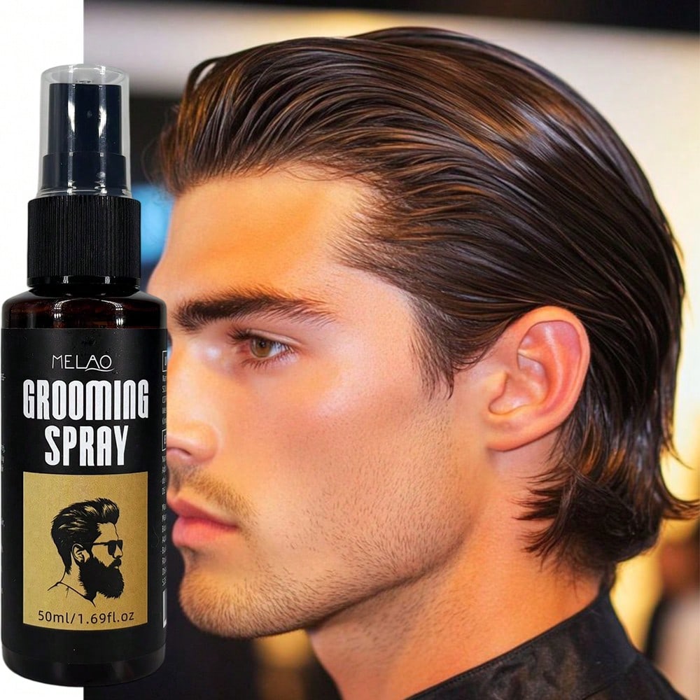 Grooming Spray, MELAO Hair Styling Spray for Men, Tames Frizz & Flyaways, Lightweight Hold for Daily Use, 50ml/1.69fl.oz
