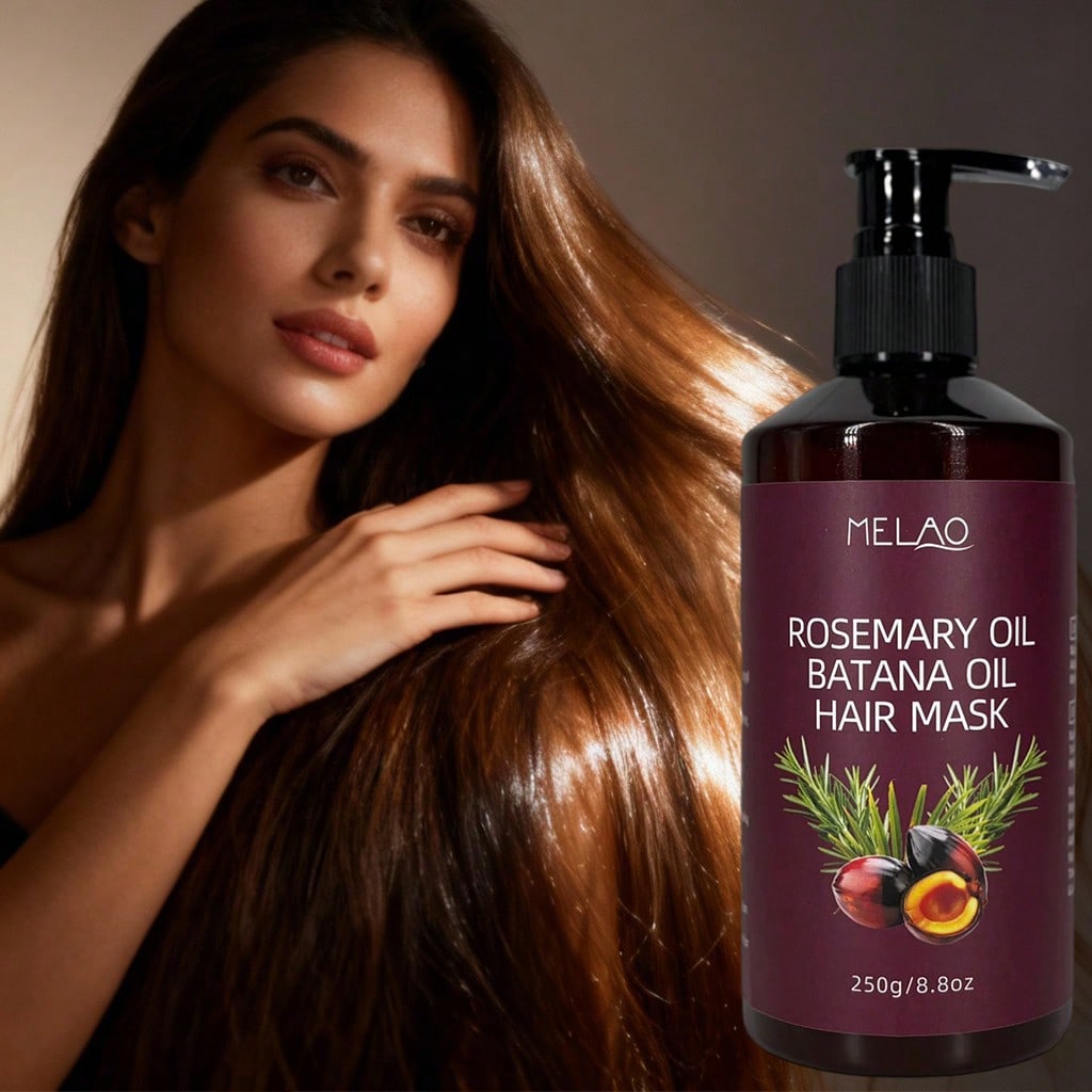 Rosemary Batana Hair Mask, MELAO Deep Conditioning Hair Mask with Rosemary Oil & Batana Oil, for Dry Damaged & Frizzy Hair, Intensely Nourishes & Repairs, Adds Extreme Shine & Softness, 250g/8.8oz