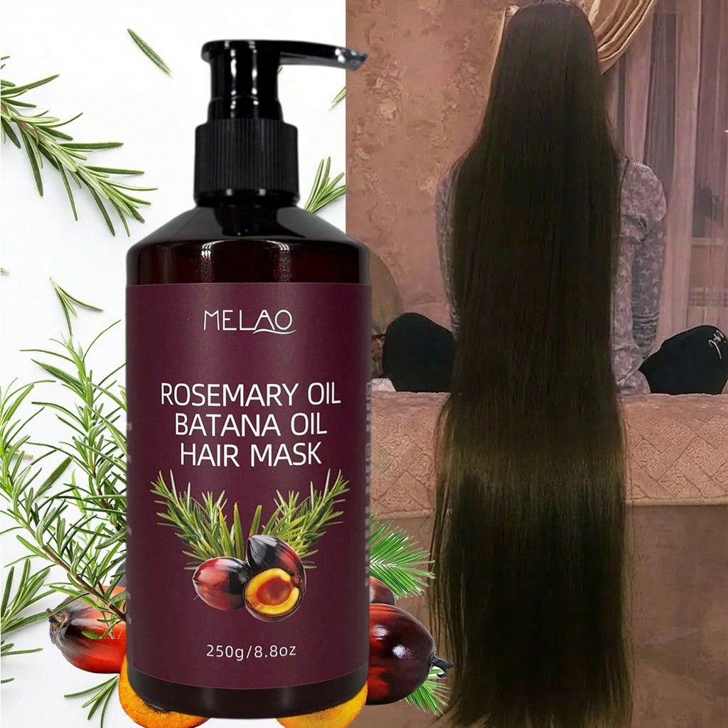 Rosemary Batana Hair Mask, MELAO Deep Conditioning Hair Mask with Rosemary Oil & Batana Oil, for Dry Damaged & Frizzy Hair, Intensely Nourishes & Repairs, Adds Extreme Shine & Softness, 250g/8.8oz