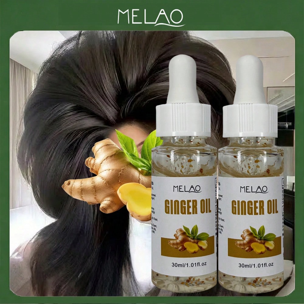 2 Pack Ginger Oil for Hair, MELAO Pure Ginger Essential Oil 30ml, Promotes Strong & Healthy Hair, with Natural Ginger Extract, for Scalp & Hair Care, 30ml/1.01fl.oz