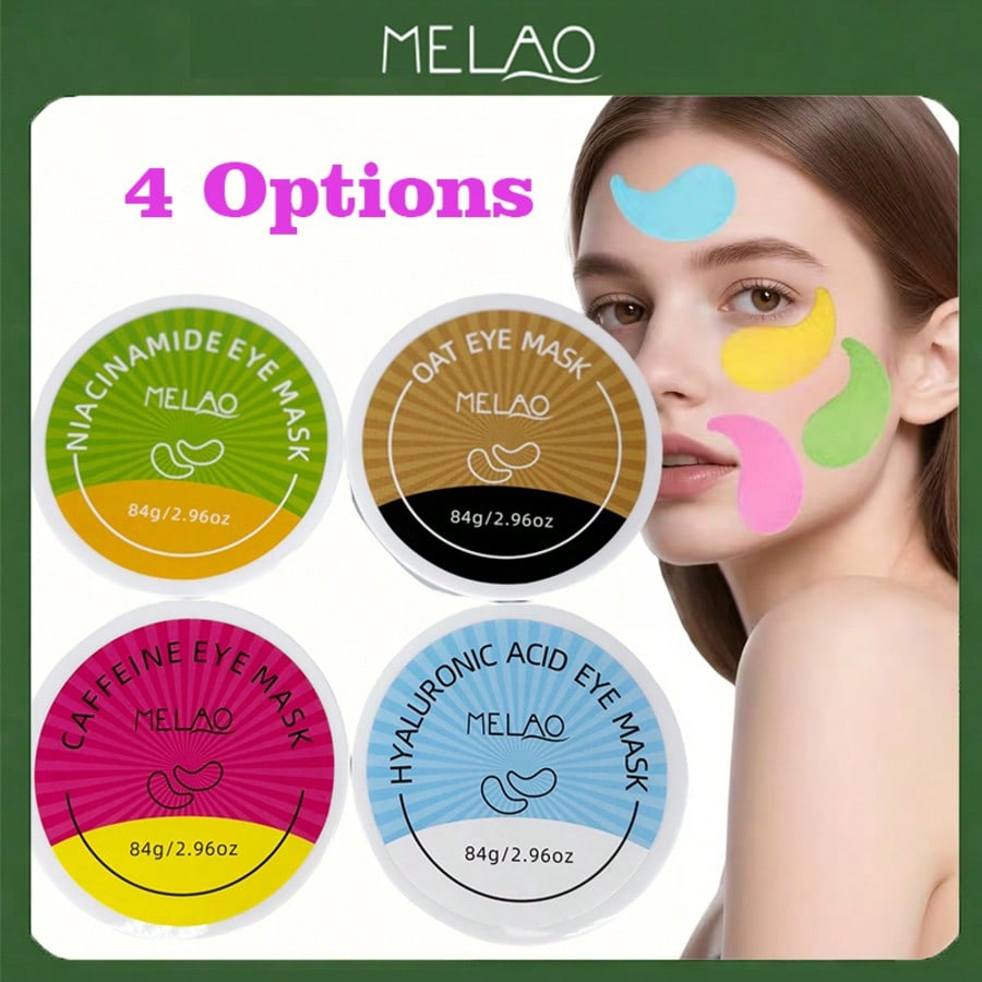 4 in 1 Eye Mask Set, MELAO Eye Mask Collection with Niacinamide, Hyaluronic Acid, Caffeine & Oat, for Dark Circles, Puffiness, Hydration & Soothing, 84g Each, Travel Size