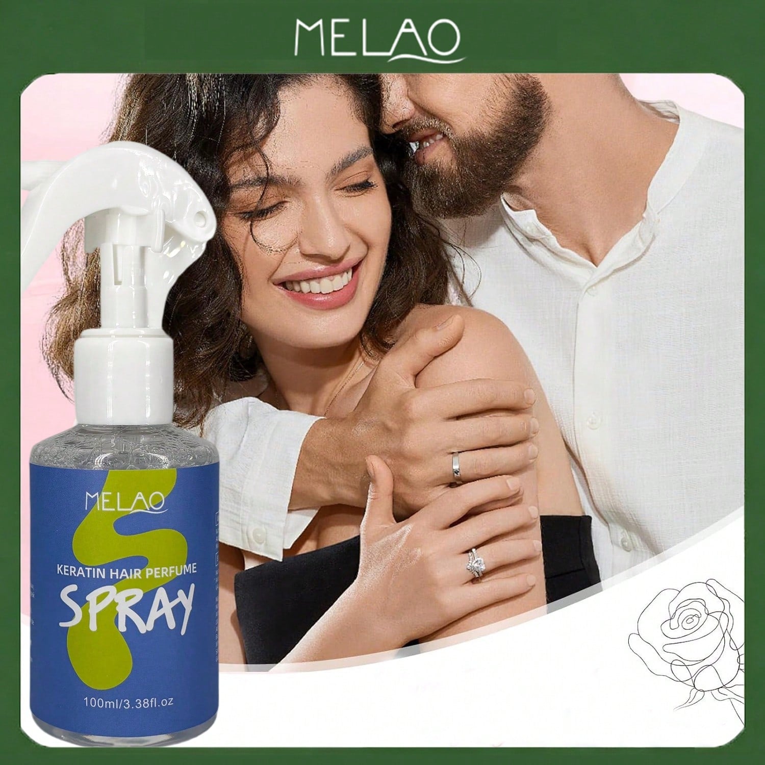 Keratin Hair Perfume Spray, MELAO Leave-In Conditioning & Fragrance Spray, for Smooth & Shiny Hair, with Keratin, Tames Frizz, Adds Lasting Scent, 100ml/3.38fl.oz