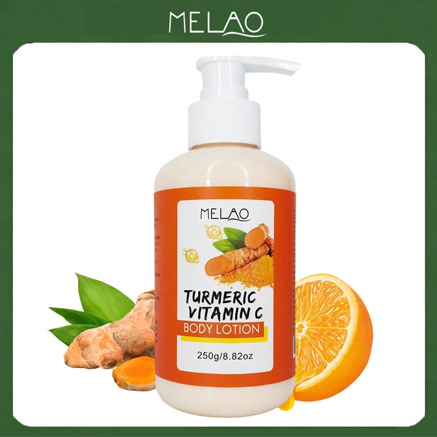 Turmeric Vitamin C Body Lotion, MELAO Brightening & Moisturizing Body Lotion, with Natural Turmeric & Vitamin C, for Dark Spots, Knees, Elbows, Evens Skin Tone, Hydrates & Nourishes, 250g/8.82oz